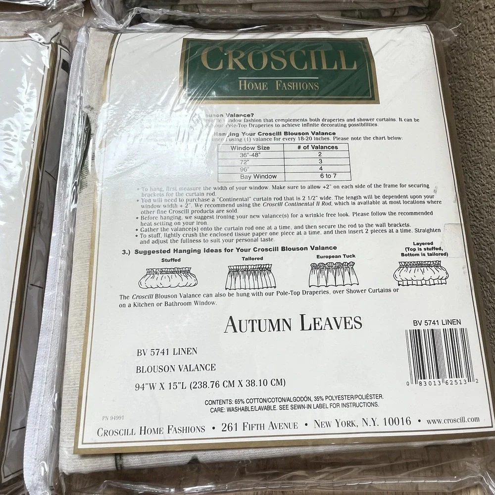 Lot of 4 Croscill Autumn Leaves 5741 Blouson Valance Vintage NOS 94 X 15